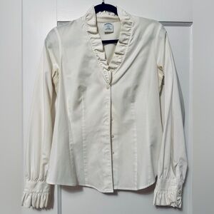 Brooks Brothers Ivory Ruffle Blouse